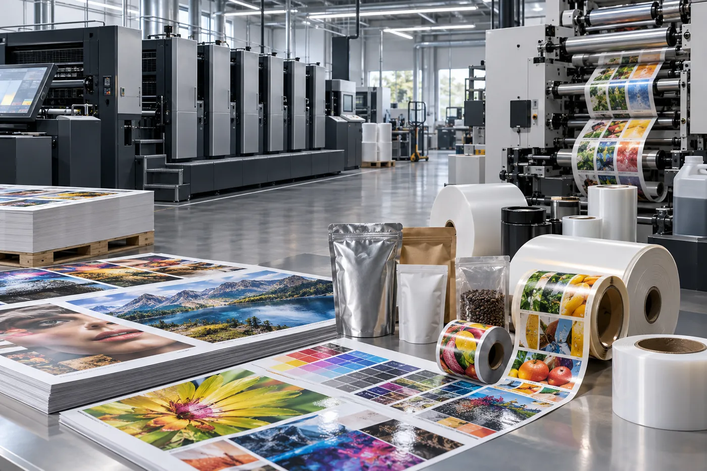Vista general de tintas y consumibles para artes graficas en la nave de Parsagraf